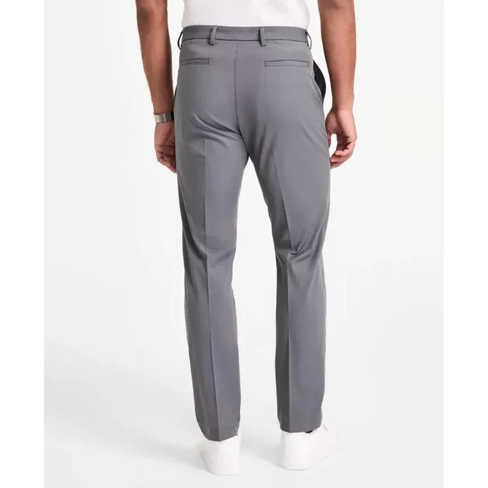 Michael Kors Men's Classic-Fit Cotton-Blend Dress Pants Grey Size 36W 34L